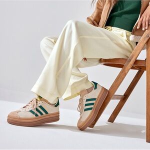 adidas Originals Beige and Teal Platform Sneakers